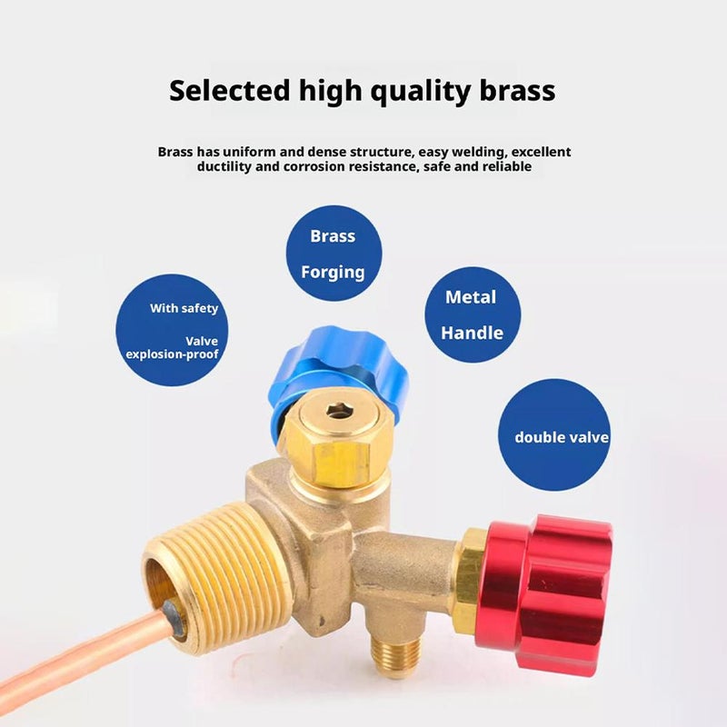 Refrigerant Recovery Special Valve, High and Low Pressure Horn Valve Explosion-Proof Switch, 30CM Length Copper Tube - Image 2